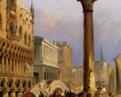 爱德华 普利切特 : A View Of St Marks Column And The Doges Palace Venice